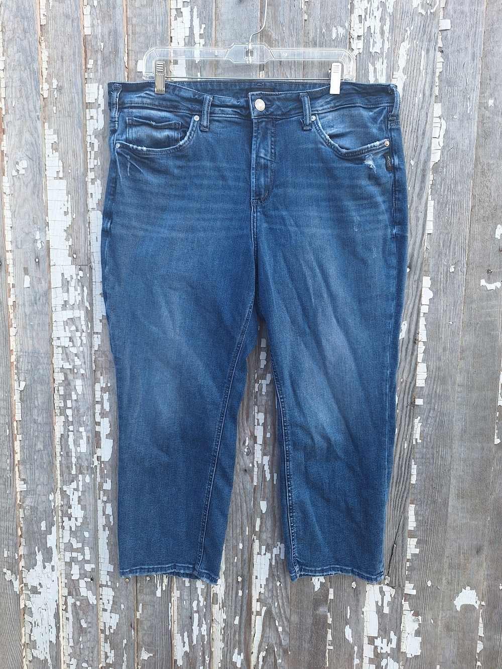 Silver Jeans Dark Blue Cropped Stretch Jeans Size 18W